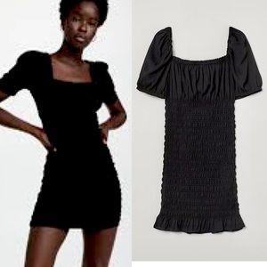 H&M black smocked dress